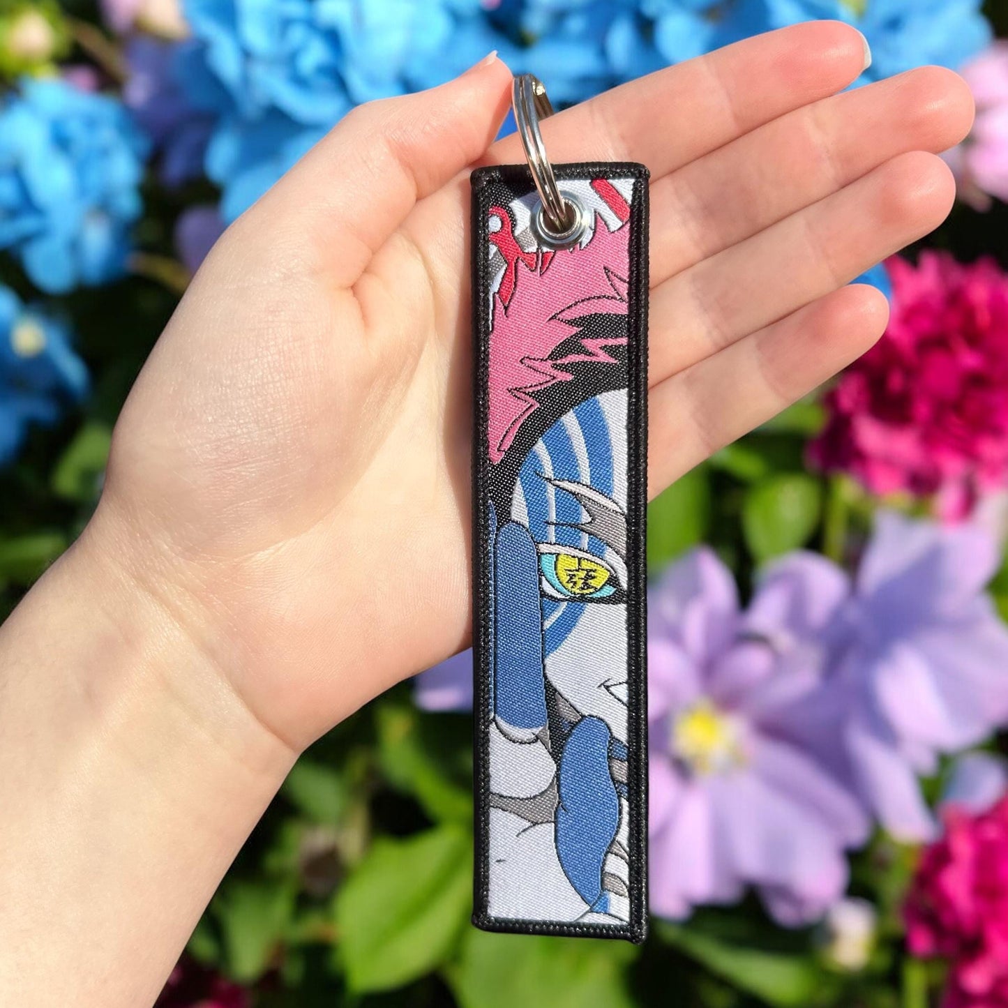 Tragic Demon Warrior Embroidered Keychain