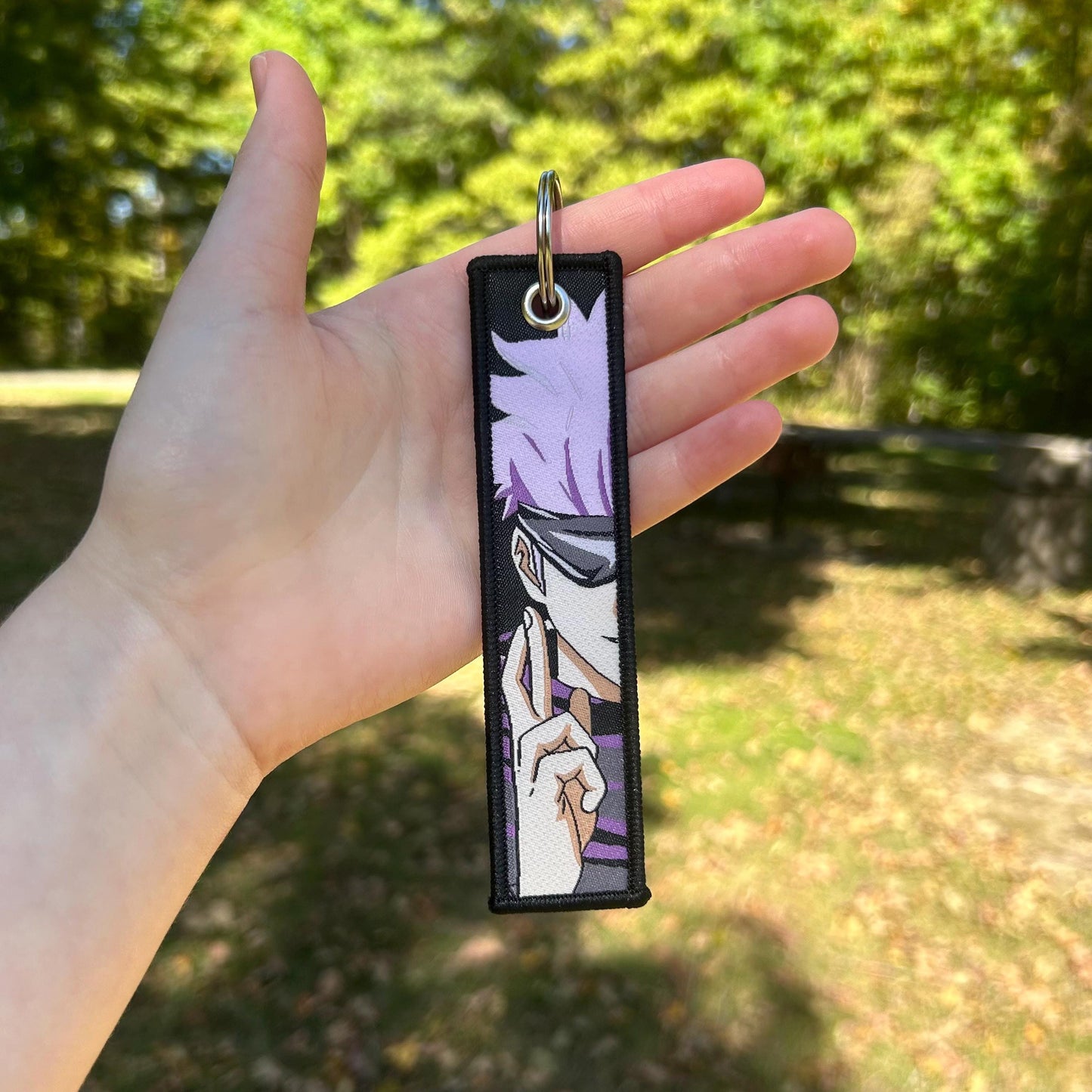 Blindfolded Hero Embroidered Keychain