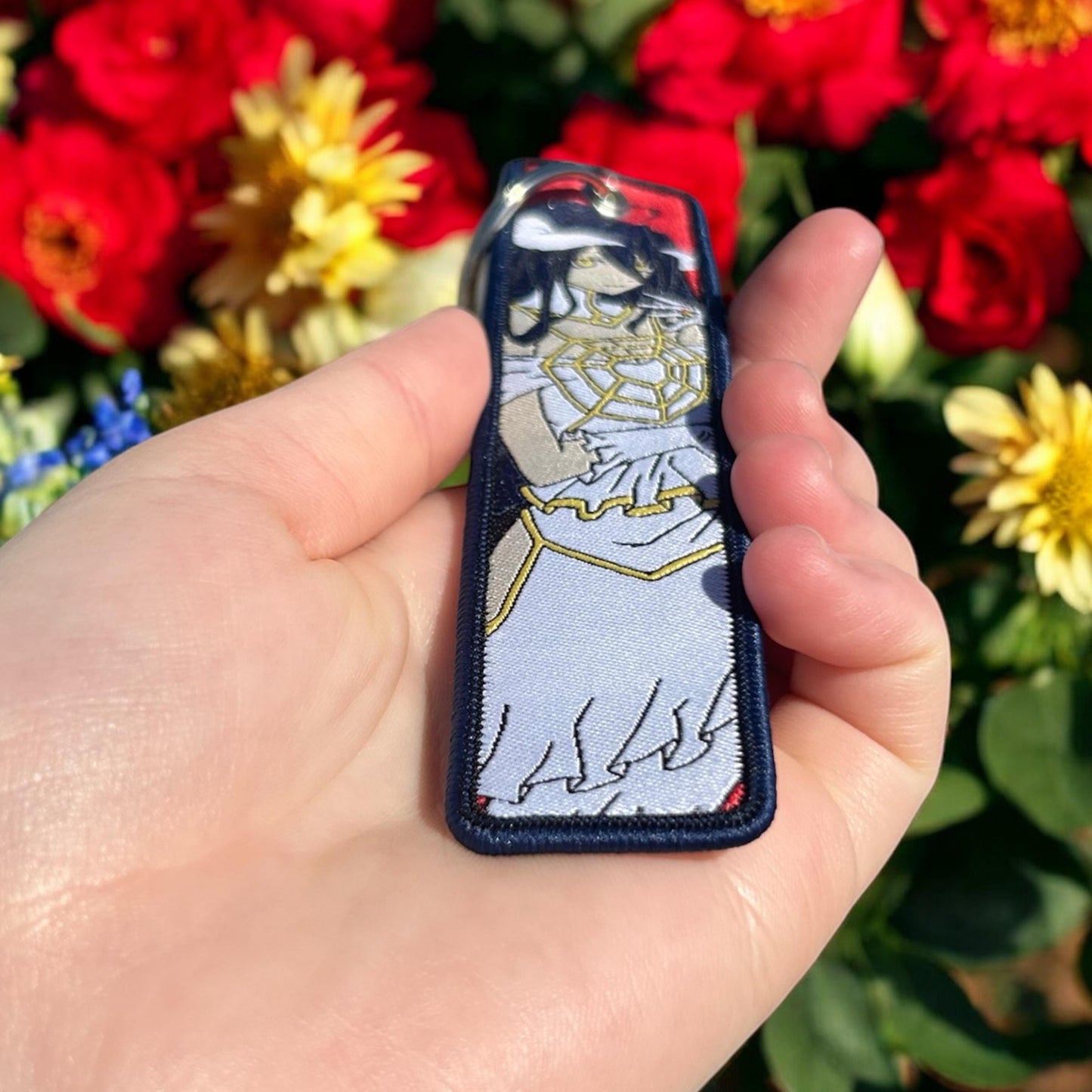 Dark Winged Beauty Embroidered Keychain