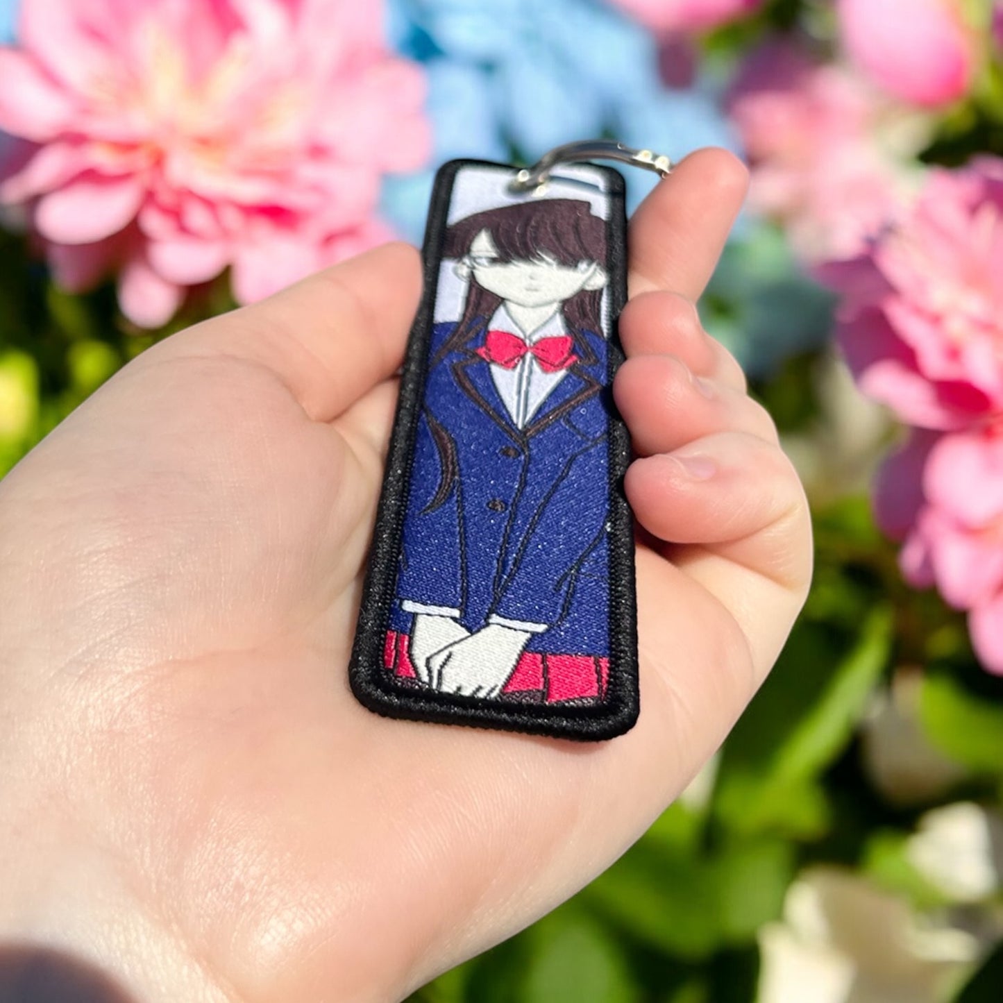 Shy Serenity Embroidered Keychain