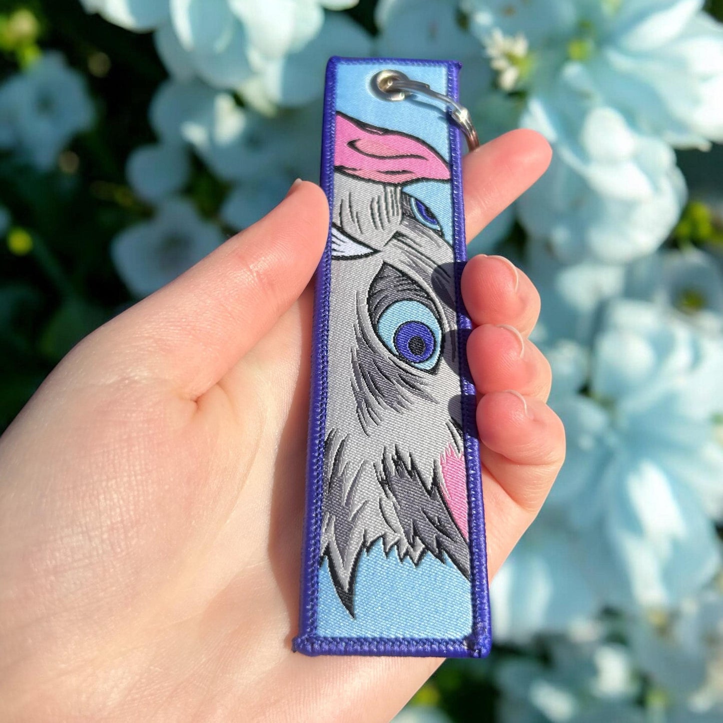 Boar Mask Fighter Embroidered Keychain