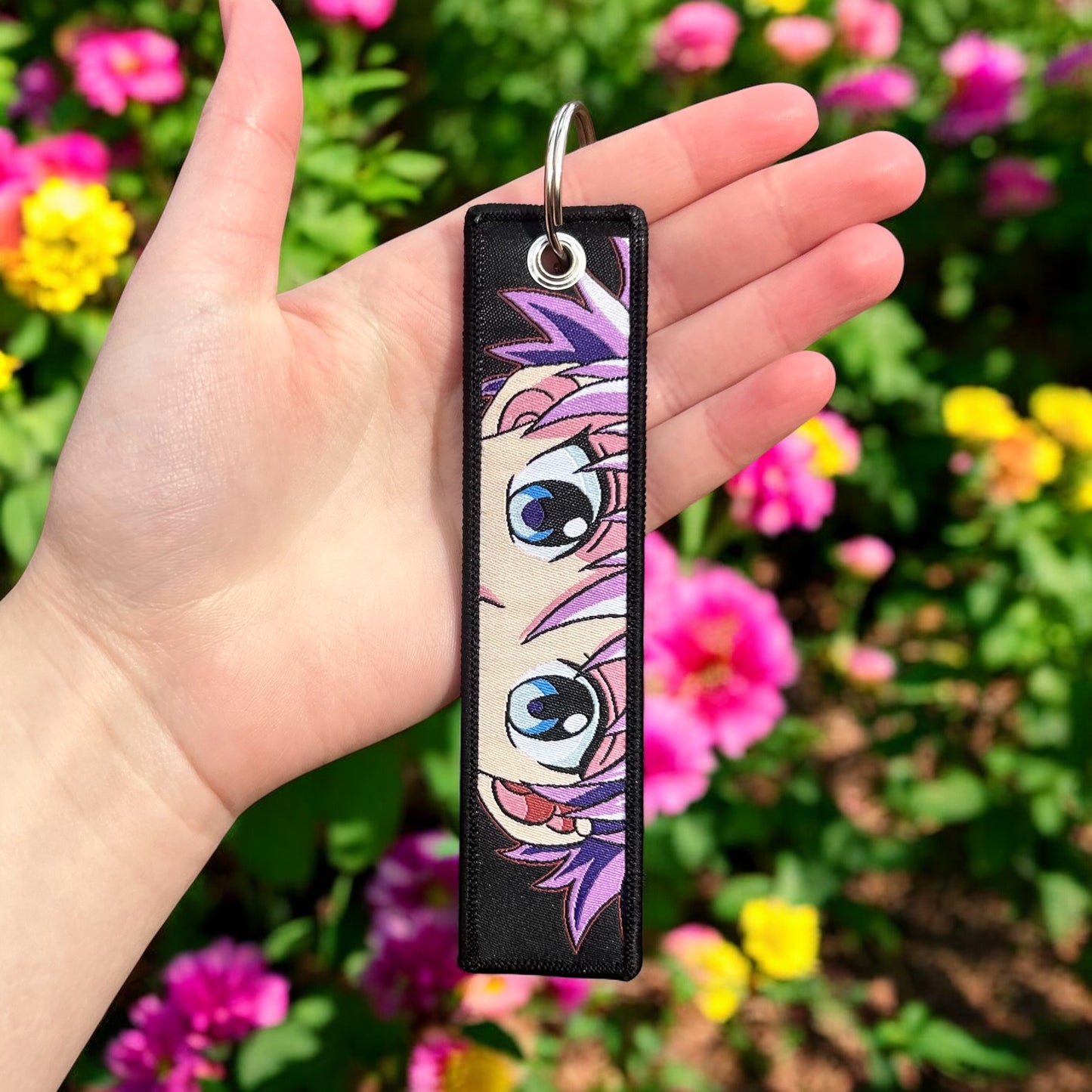 Silver Current Embroidered Keychain