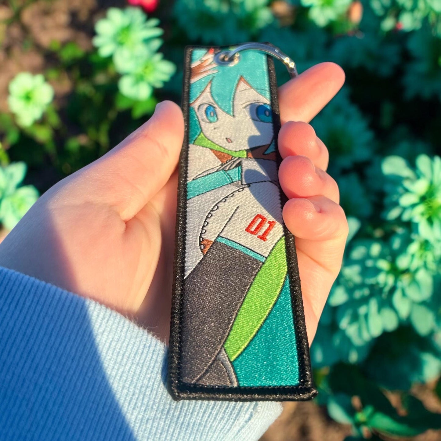 Digital Star Embroidered Keychain