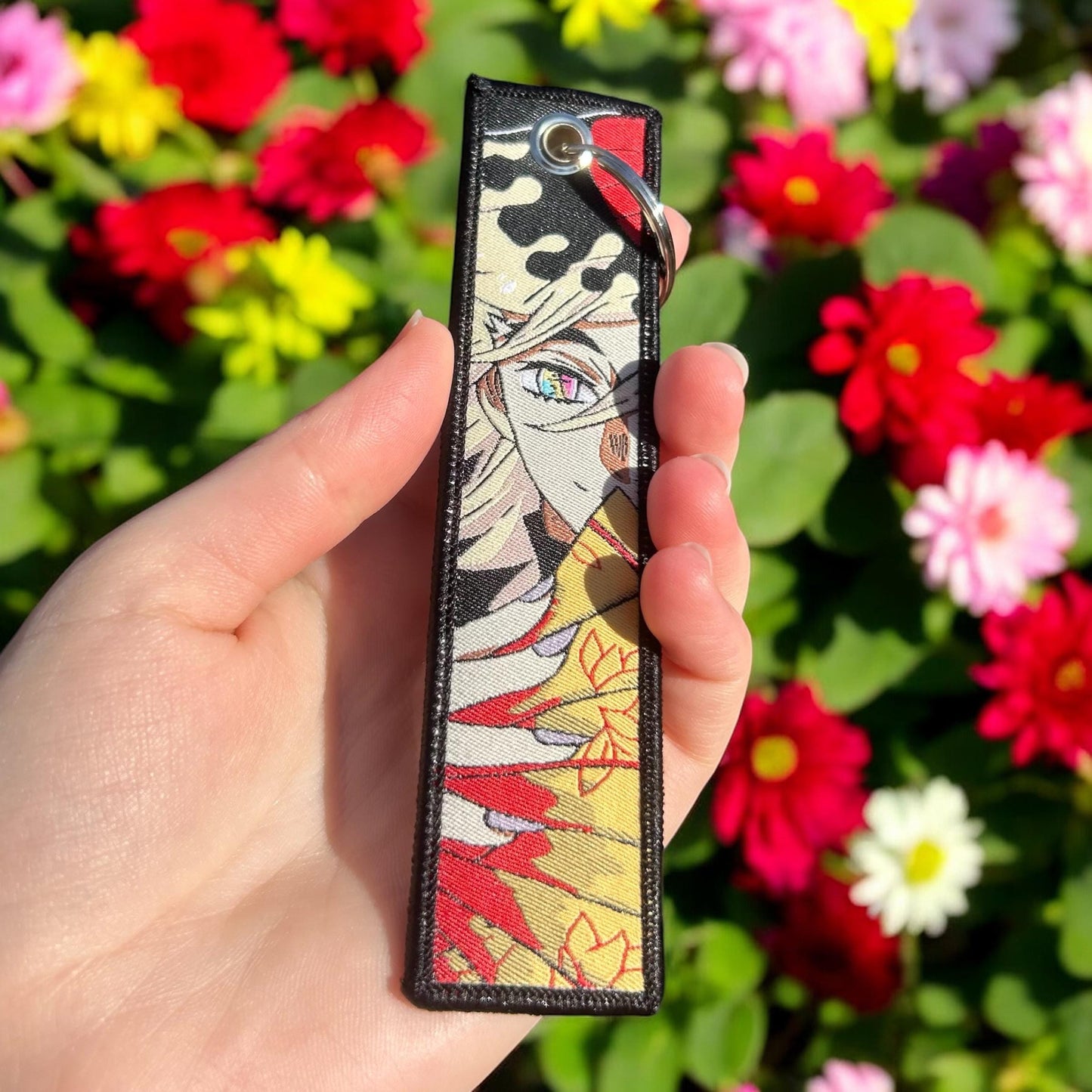 Crimson Frost Embroidered Keychain