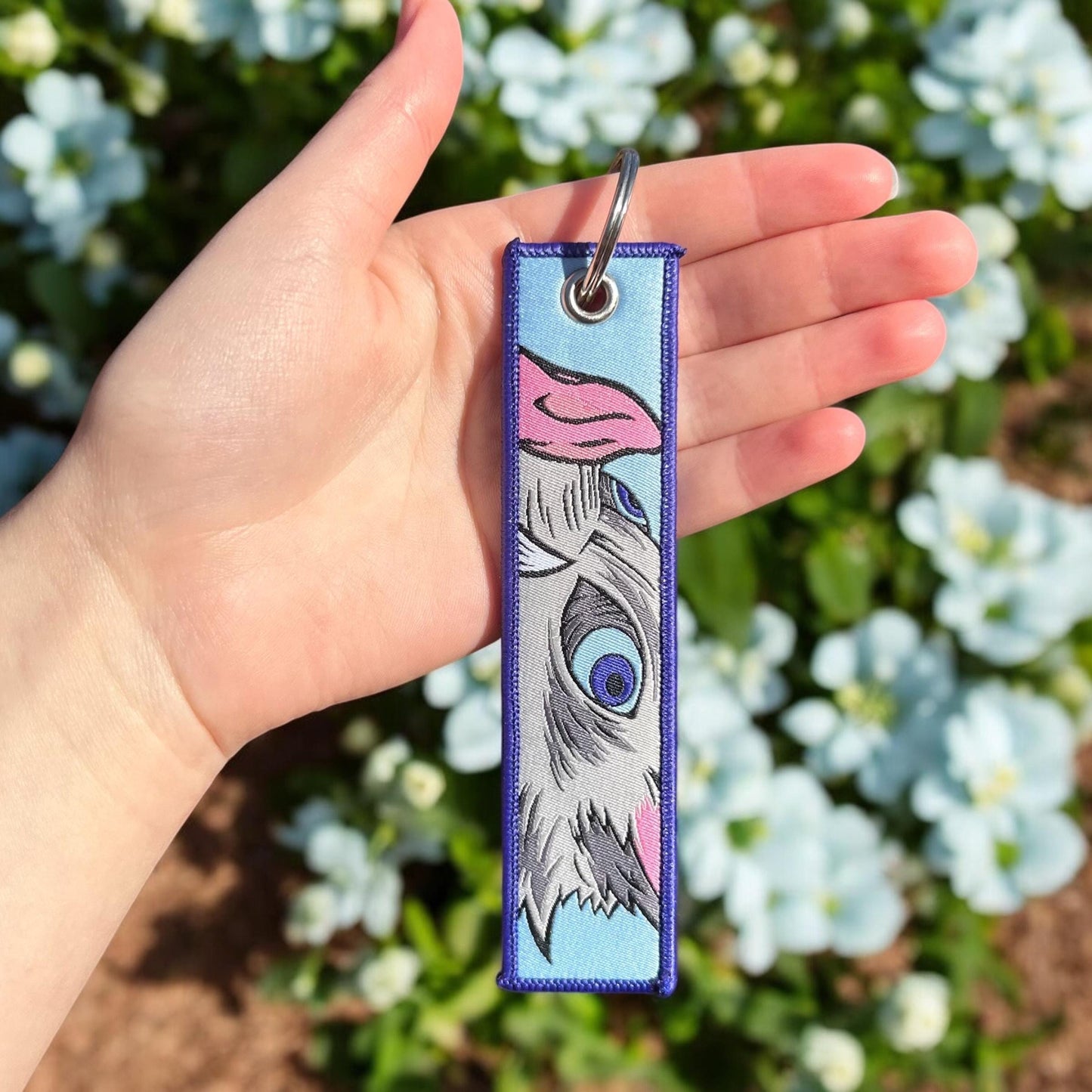 Boar Mask Fighter Embroidered Keychain