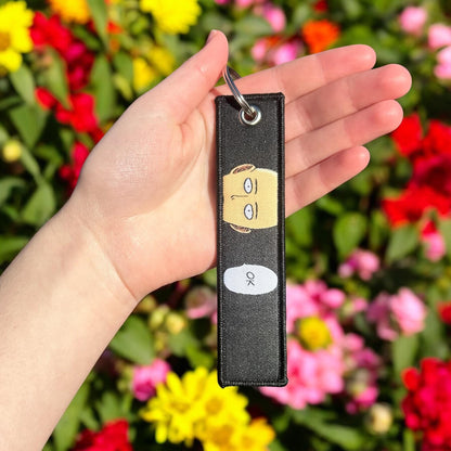 Bald Hero Embroidered Keychain