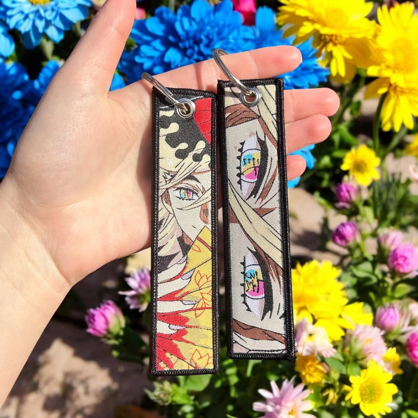 Crimson Frost Embroidered Keychain