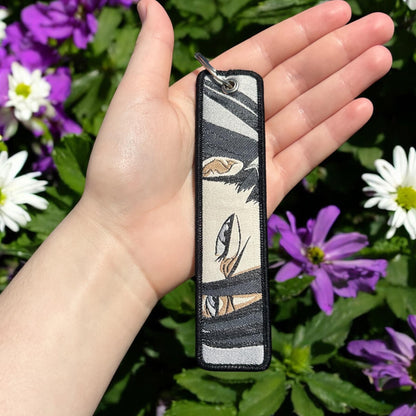 Cherry Blossom Warrior Embroidered Keychain