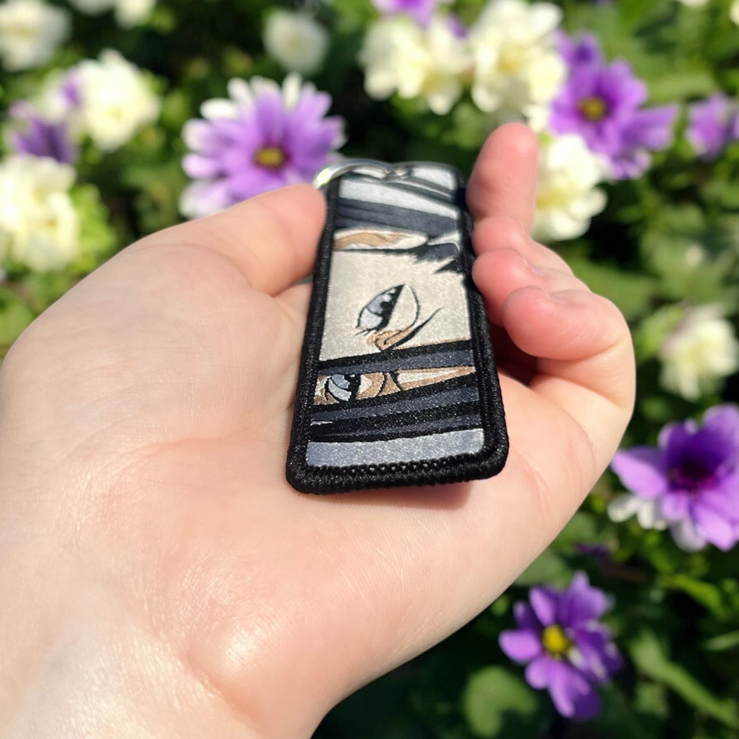 Cherry Blossom Warrior Embroidered Keychain