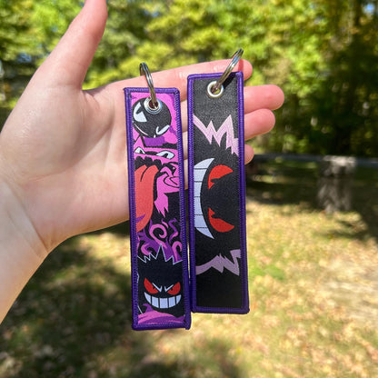 Ghostly Grin Embroidered Keychain