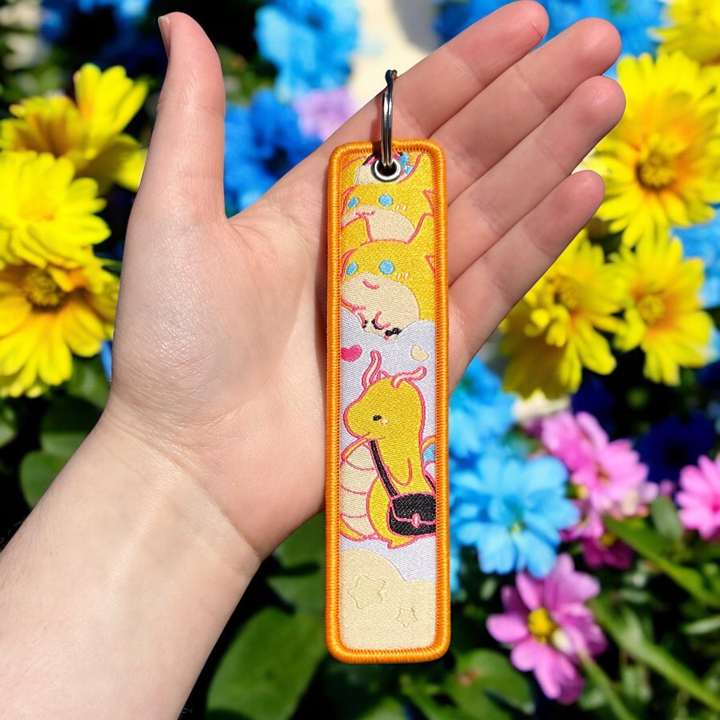 Friendly Dragon Embroidered Keychain