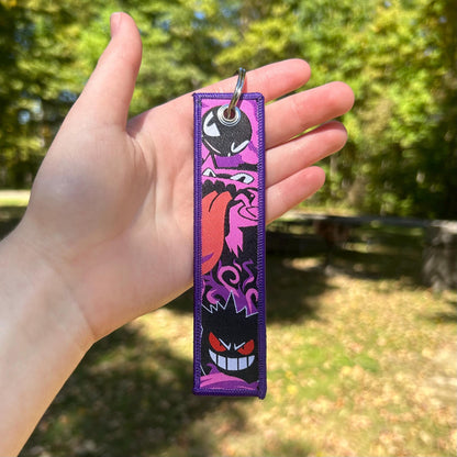 Ghostly Grin Embroidered Keychain