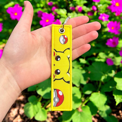 Yellow Lightning Friend Embroidered Keychain