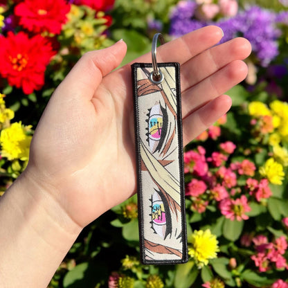 Crimson Frost Embroidered Keychain