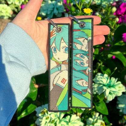 Digital Star Embroidered Keychain