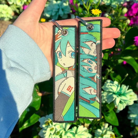 Digital Star Embroidered Keychain