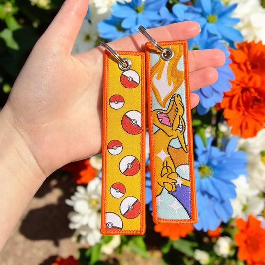 Flying Fire Beast Embroidered Keychain