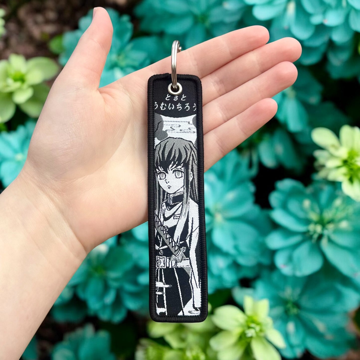 Pale Mist Embroidered Keychain