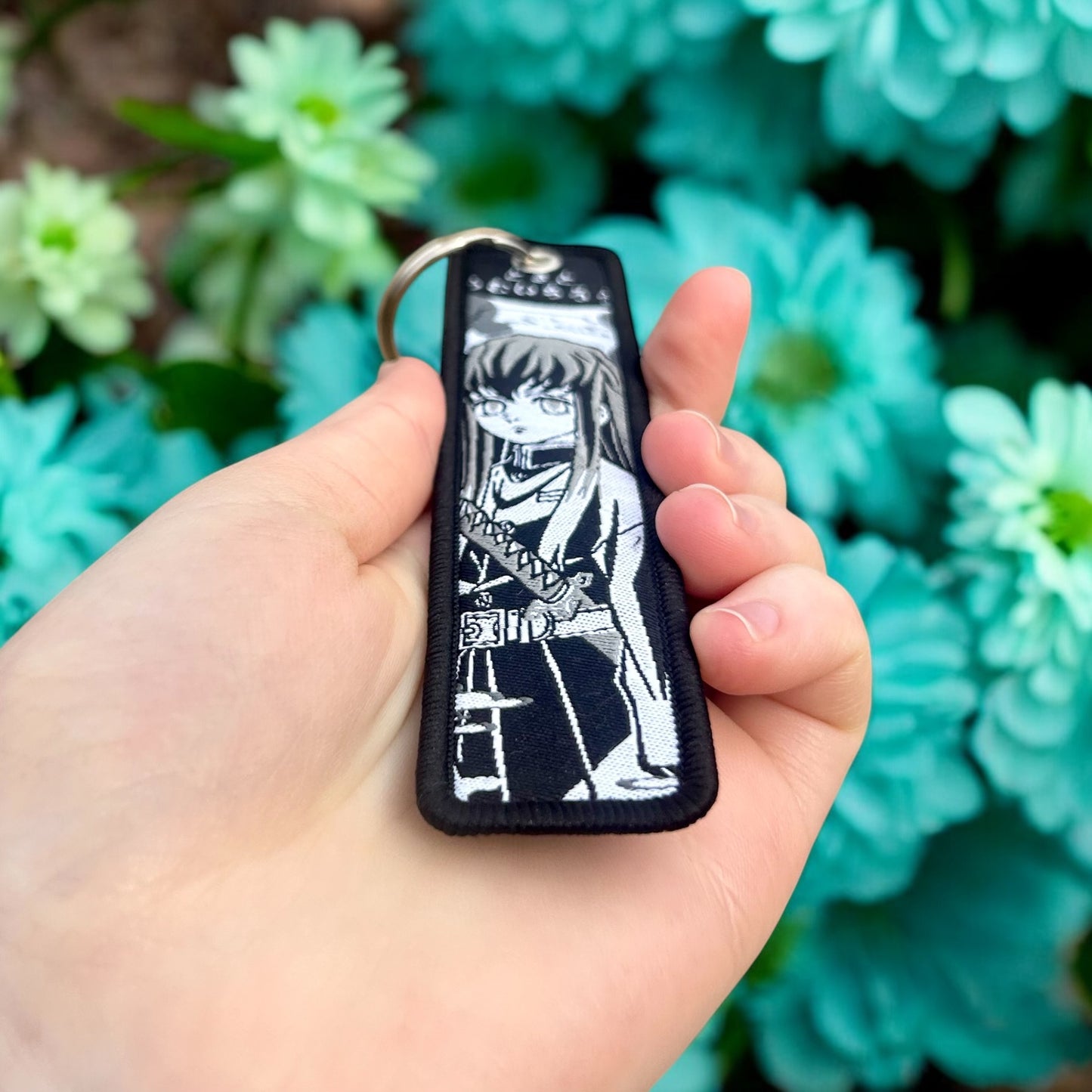 Pale Mist Embroidered Keychain