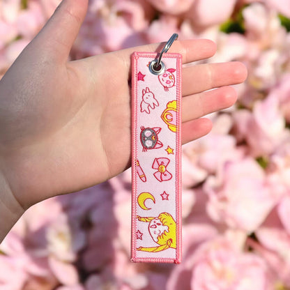 Dreamy Moon Guardian Embroidered Keychain