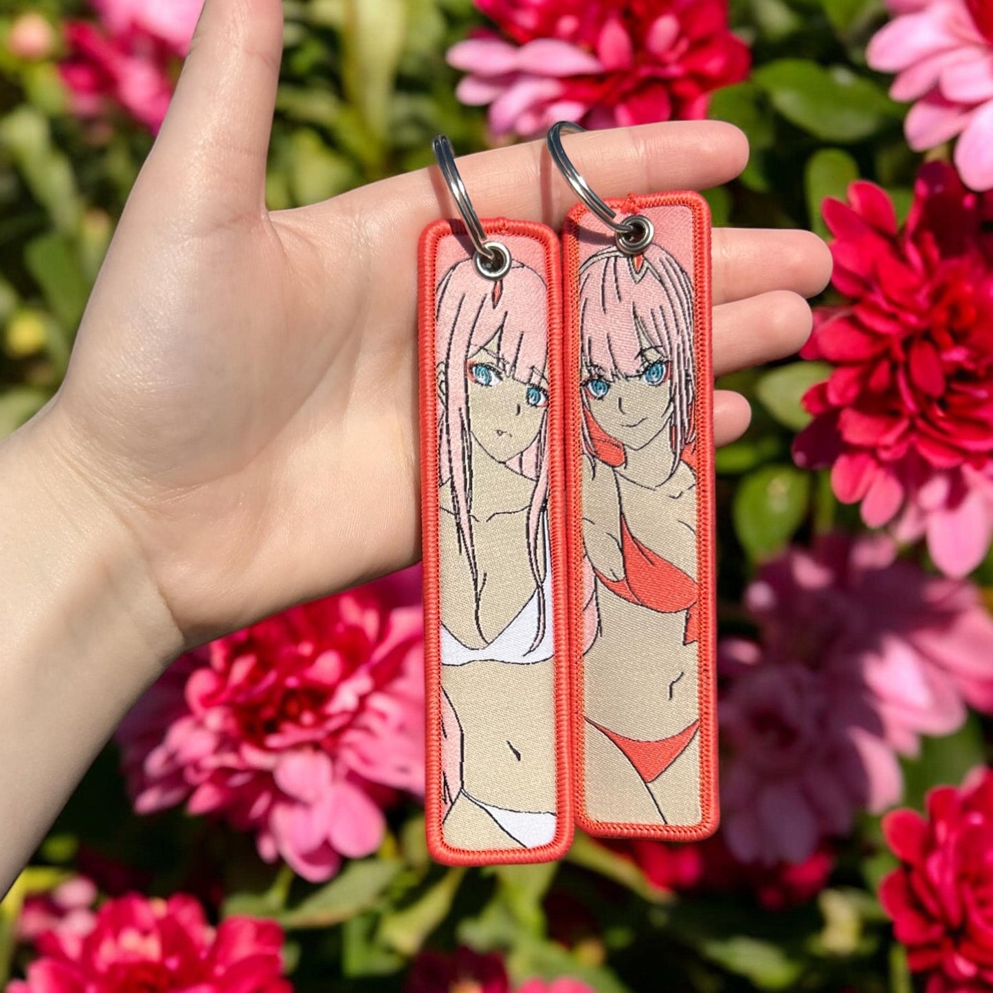 Pink-Haired Rebel Embroidered Keychain