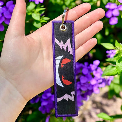 Ghostly Grin Embroidered Keychain