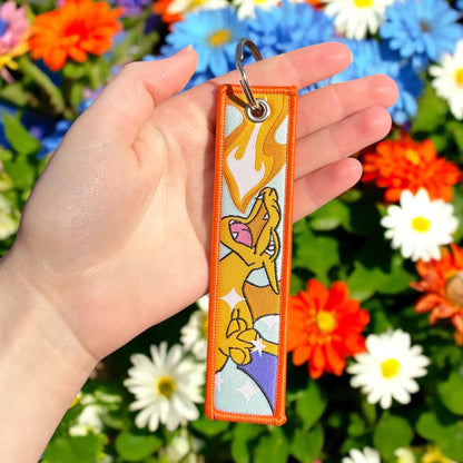 Flying Fire Beast Embroidered Keychain