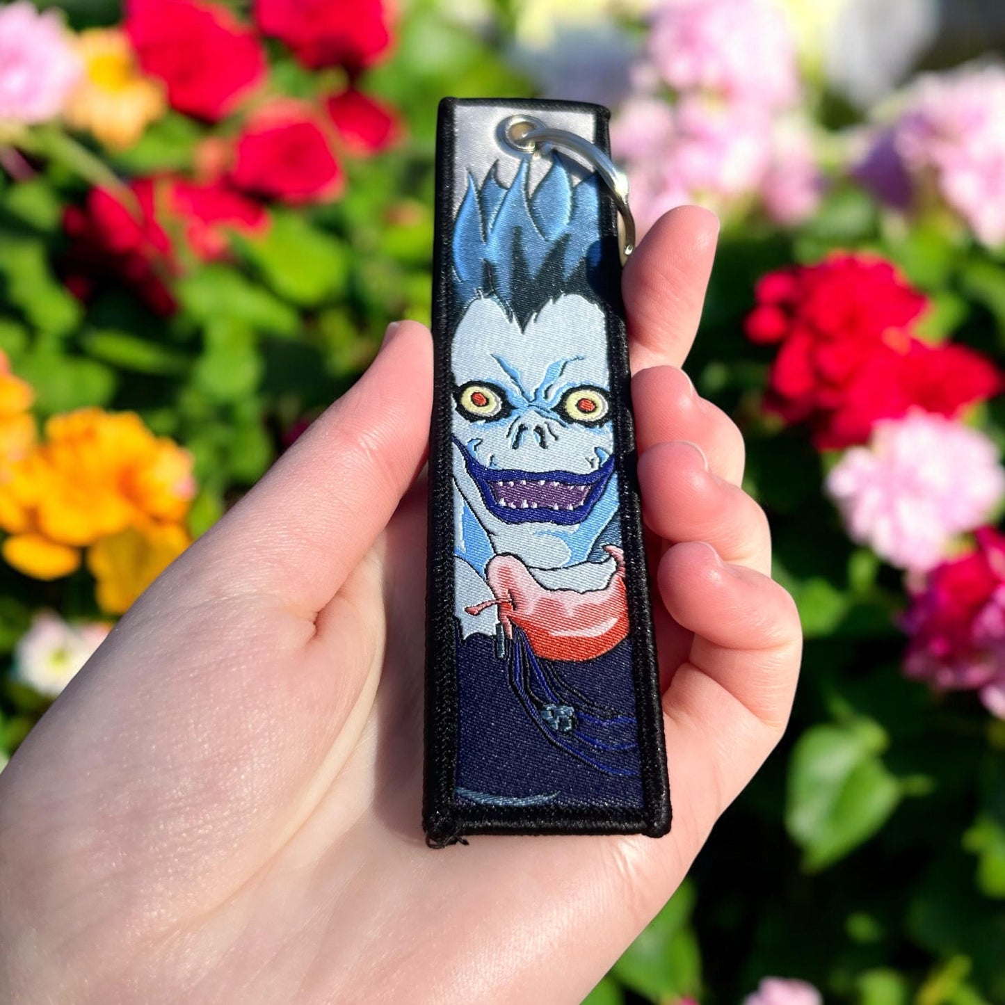 Grinning Shinigami Embroidered Keychain