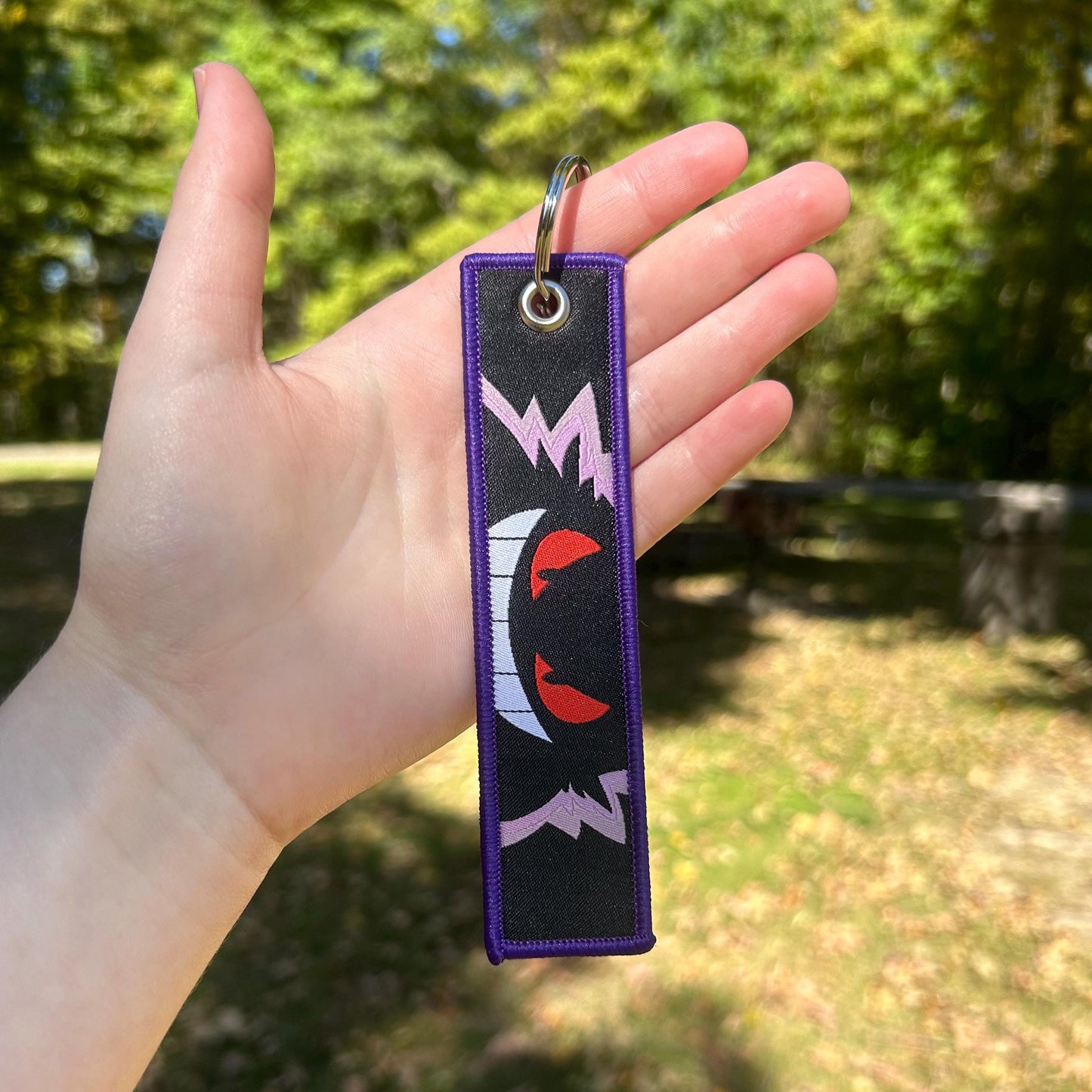 Ghostly Grin Embroidered Keychain