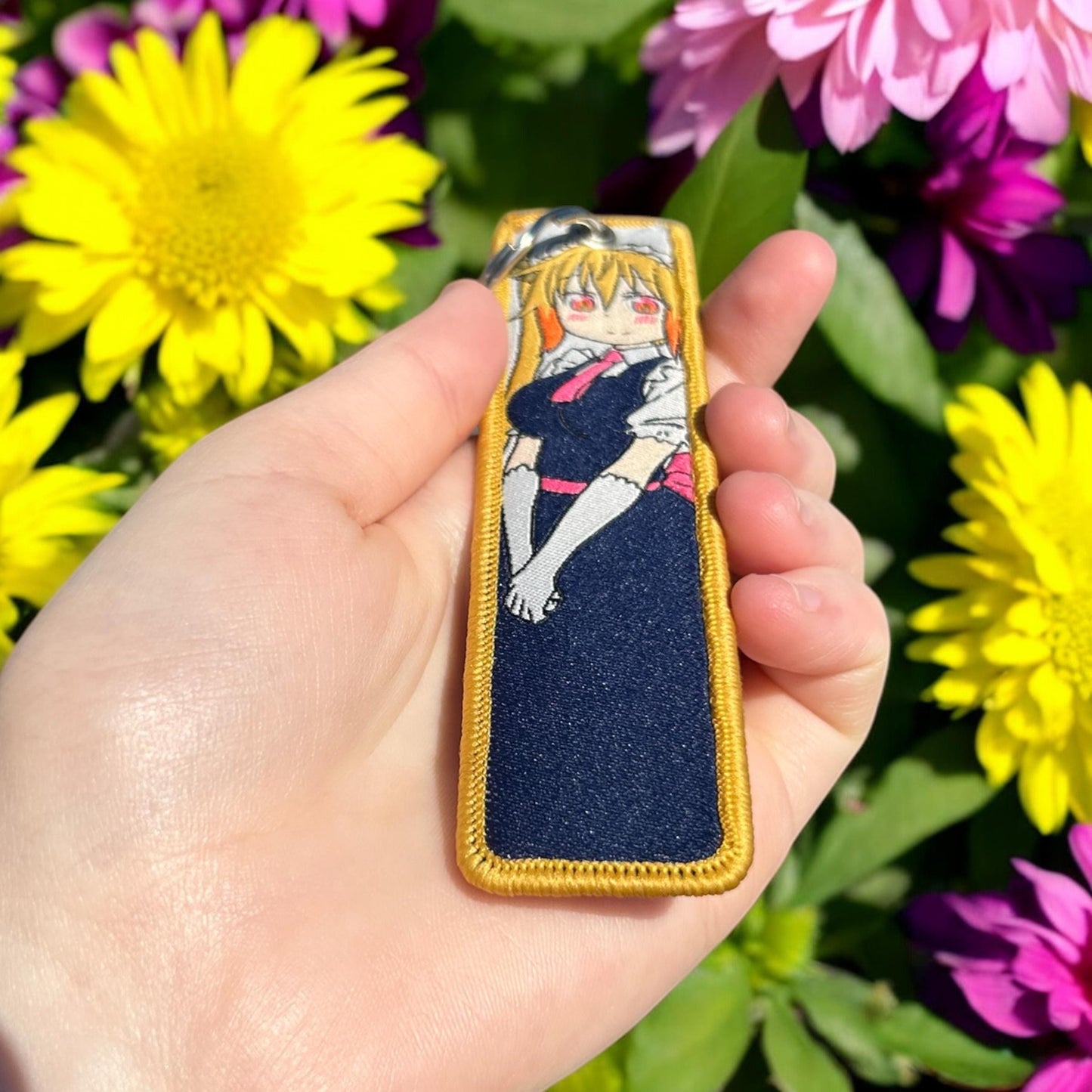 Kawaii Dragon Girl Embroidered Keychain