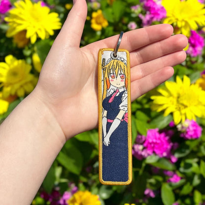 Kawaii Dragon Girl Embroidered Keychain