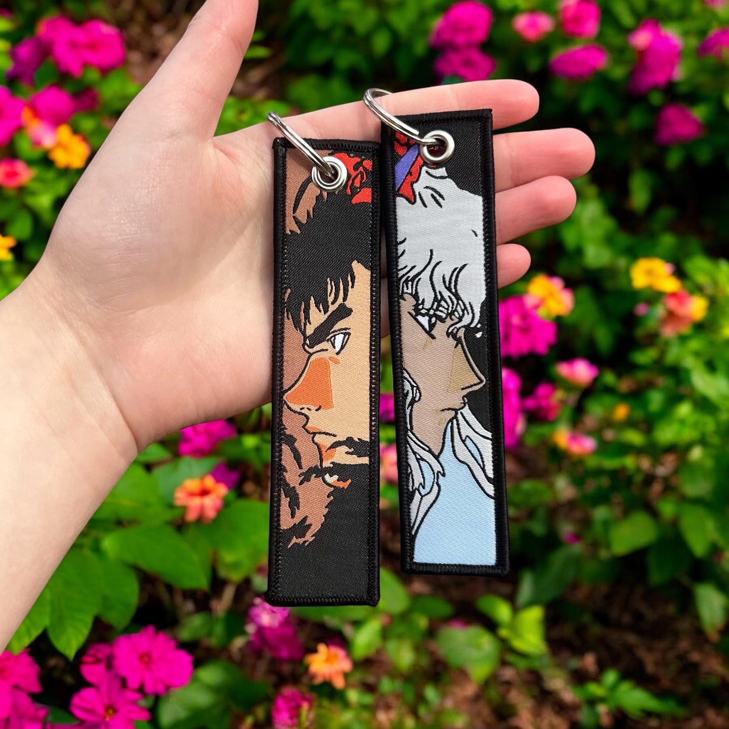 Rival Swordsmen Embroidered Keychain