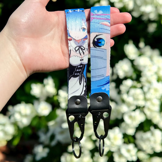 Blue Haired Maid Keychain Strap