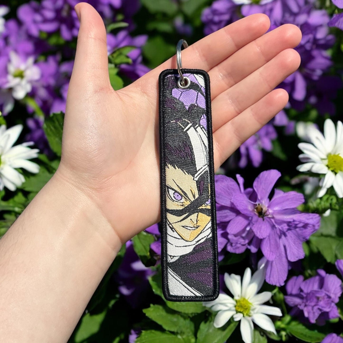 Cherry Blossom Warrior Embroidered Keychain