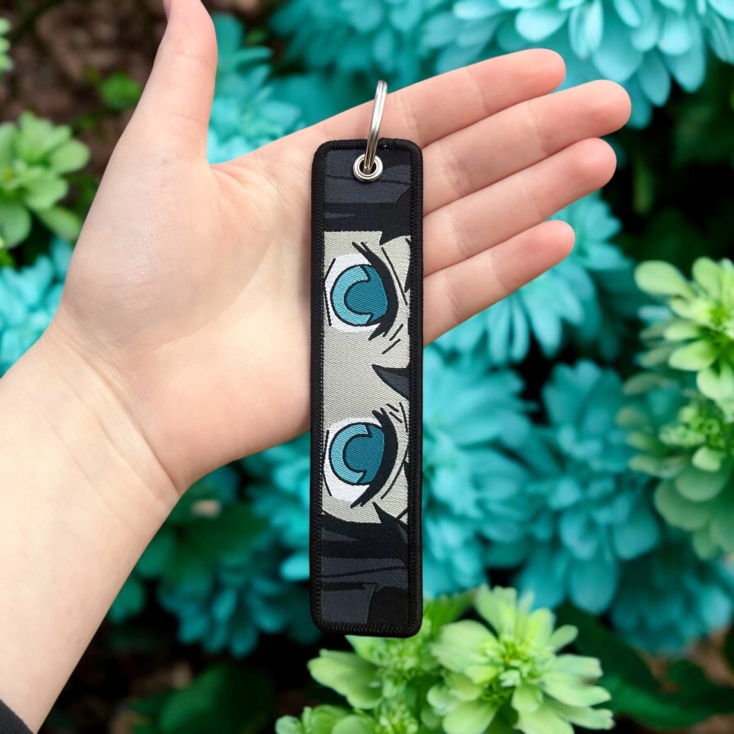 Pale Mist Embroidered Keychain