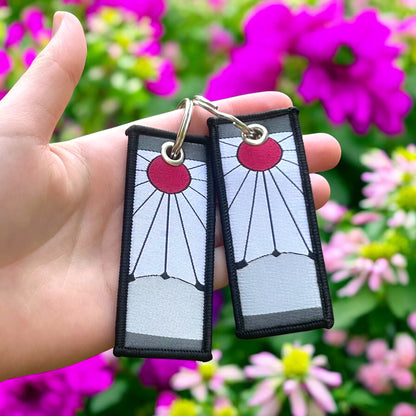 Crimson Petal Embroidered Keychain