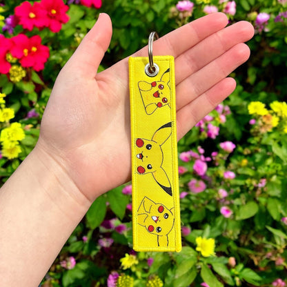 Yellow Lightning Friend Embroidered Keychain