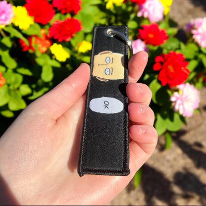 Bald Hero Embroidered Keychain