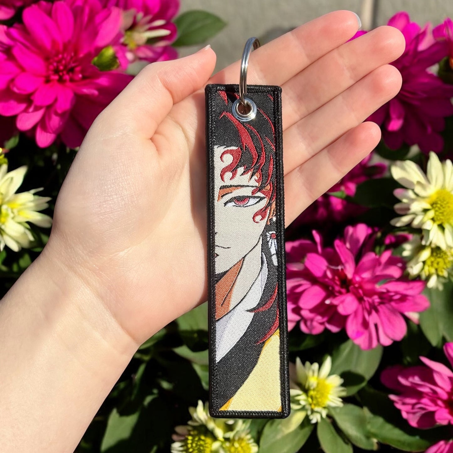 Divine Flame Embroidered Keychain