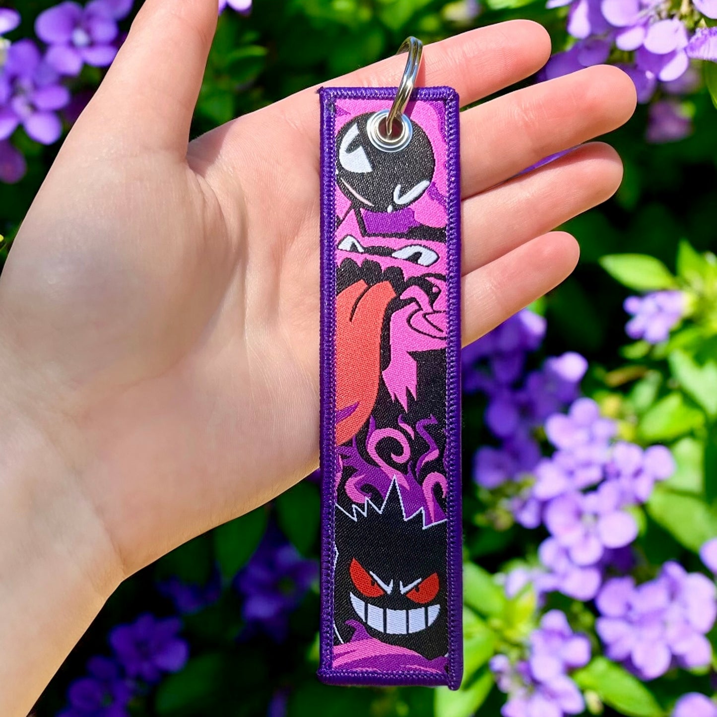 Ghostly Grin Embroidered Keychain