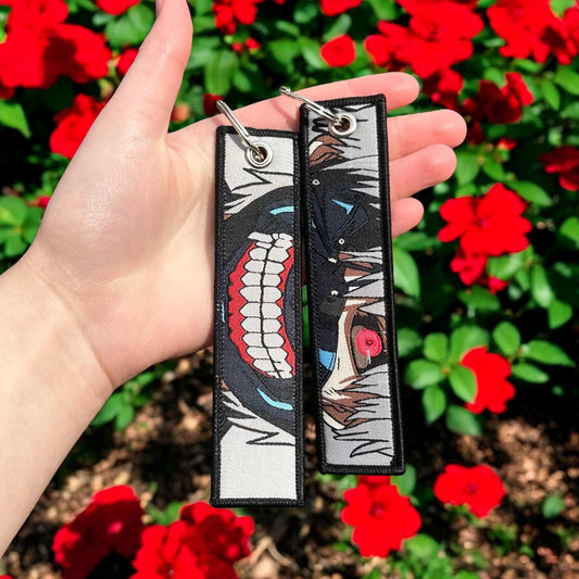 Crimson-Eyed Survivor Embroidered Keychain