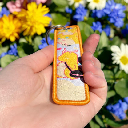 Friendly Dragon Embroidered Keychain