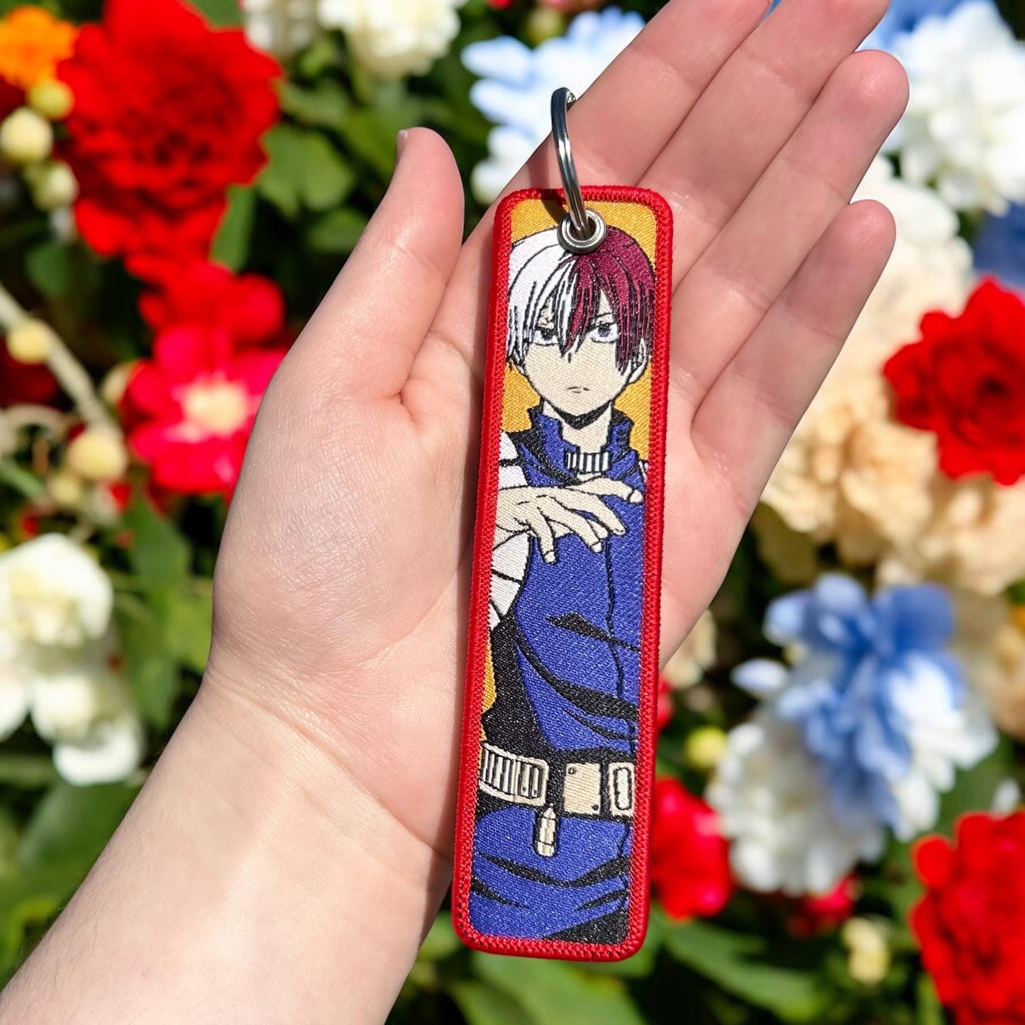 Fire and Ice Hero Embroidered Keychain