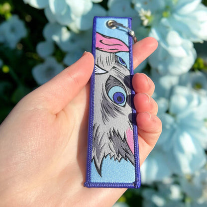 Boar Mask Fighter Embroidered Keychain