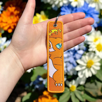 Cute Flame Companion Embroidered Keychain