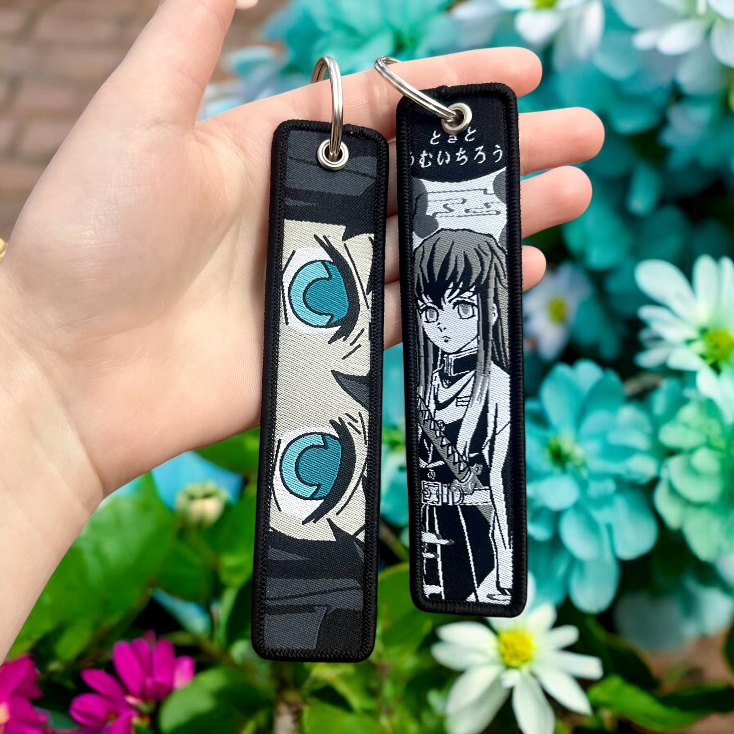 Pale Mist Embroidered Keychain