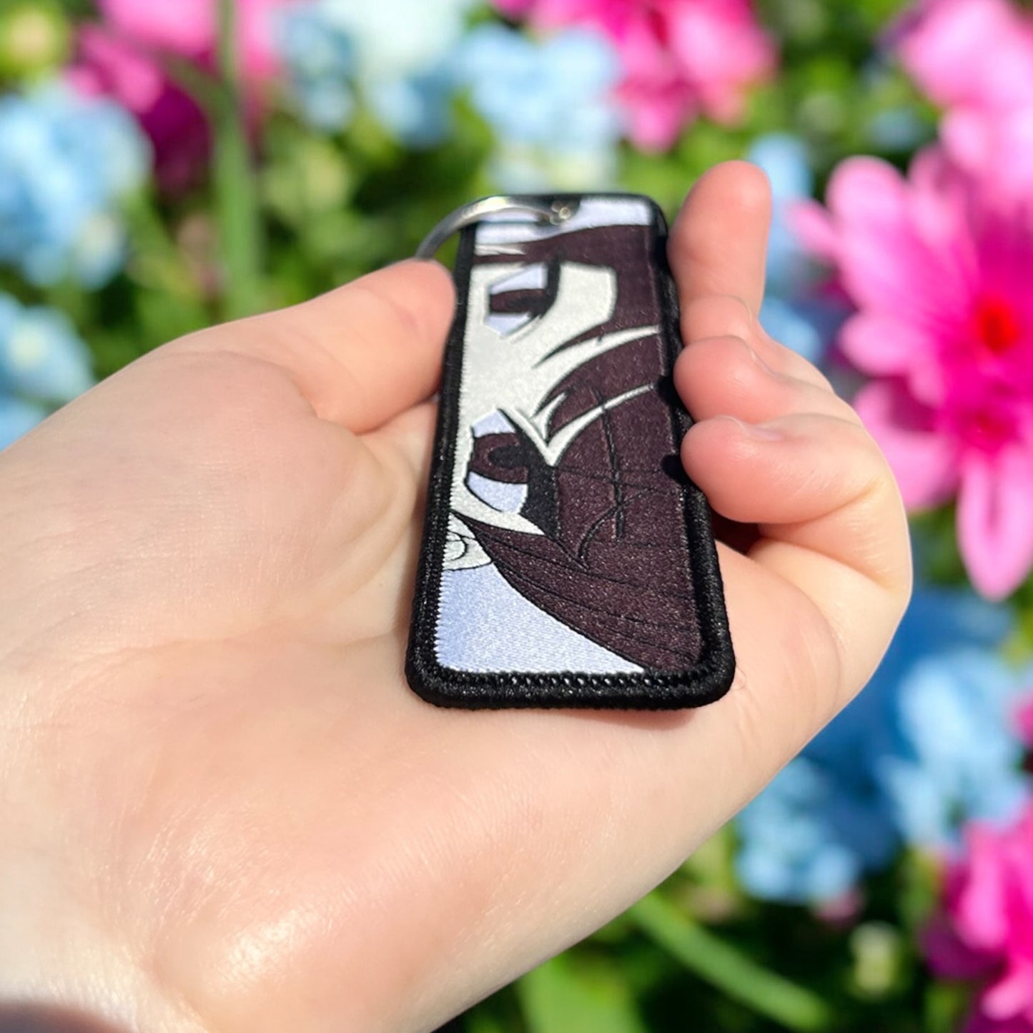 Shy Serenity Embroidered Keychain