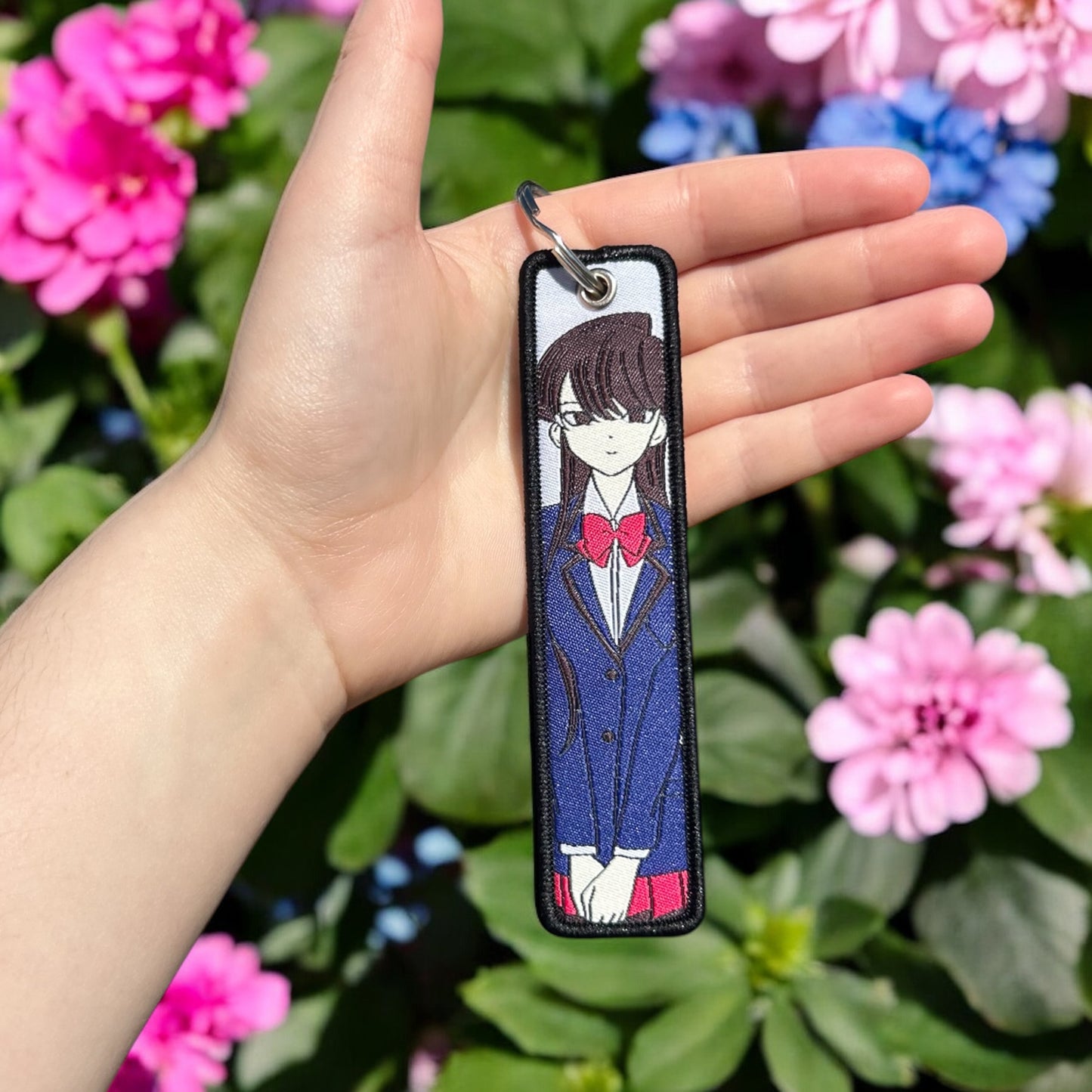 Shy Serenity Embroidered Keychain