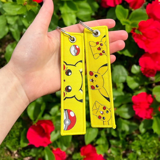 Yellow Lightning Friend Embroidered Keychain