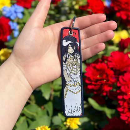 Dark Winged Beauty Embroidered Keychain